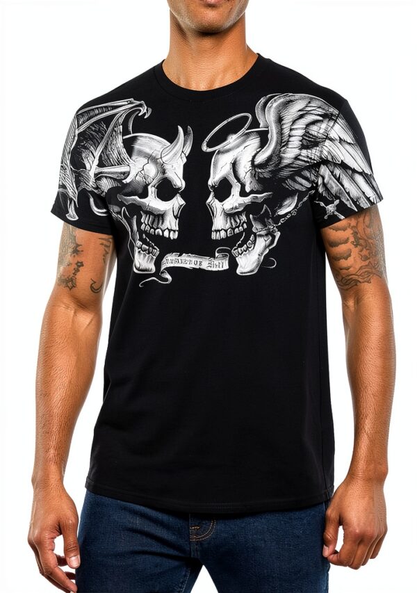 T-shirt Liquid Blue Coton Homme Coupe Régulière Noir-7