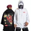 Sweat à capuche homme fantôme design noir violet streetwear-2