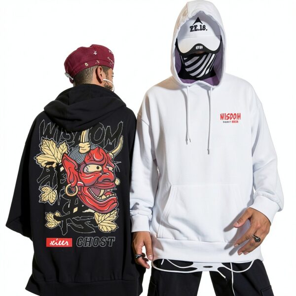 Sweat à capuche homme fantôme design noir violet streetwear-2