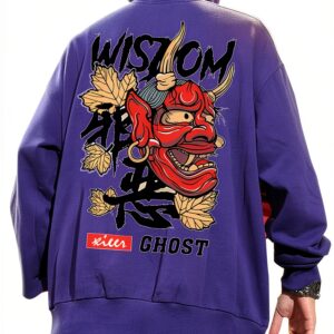 Sweat à capuche homme fantôme design noir violet streetwear-0