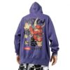 Sweat à capuche homme fantôme design noir violet streetwear-3