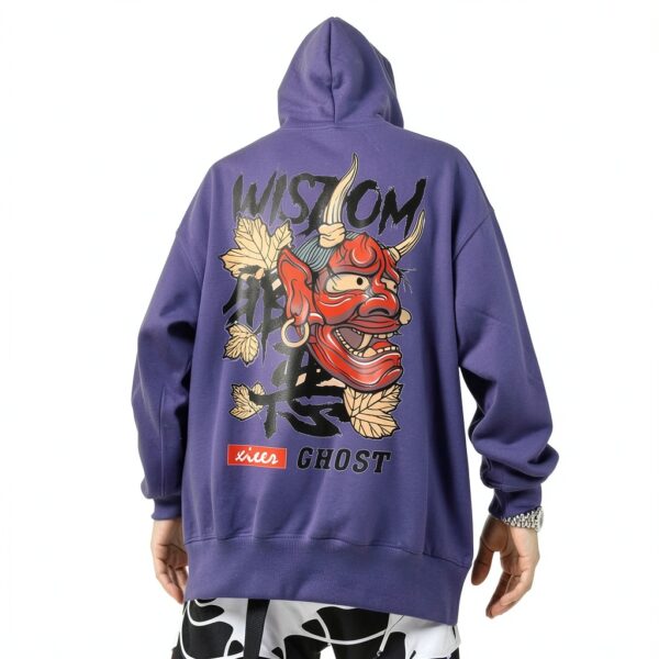 Sweat à capuche homme fantôme design noir violet streetwear-3