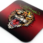 Tapie de souris Ed Hardy design tigre pour gaming et bureau-0