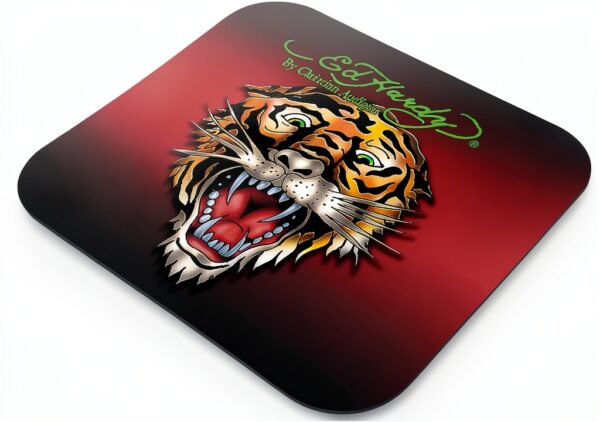 Tapie de souris Ed Hardy design tigre pour gaming et bureau-0