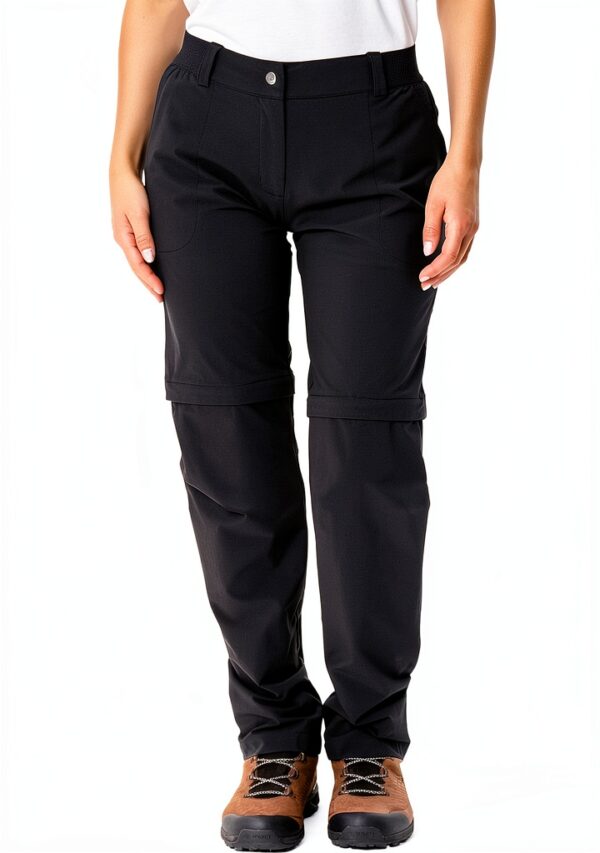 Pantalon Vaude femme randonnée convertible élastique noir-0