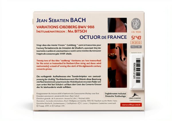 Bach Variations Goldberg - transcription pour octuor - CD Calliope-1