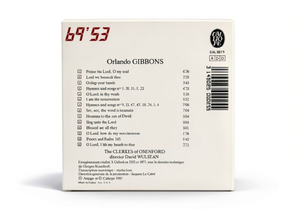 Orlando Gibbons Musique sacrée CD – Calliope 1988 – Motet classique-1